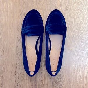 Zara shoes in blue velvet